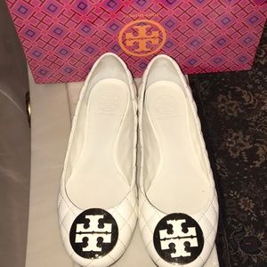 Tory Burch Ivory quilted leather ballet flats